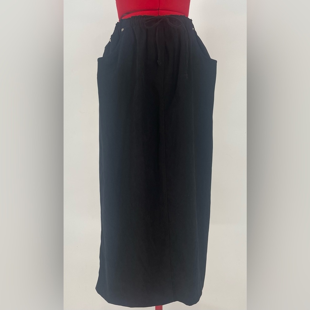 2FOR$30 Denim & Co Black Cargo Style Grunge Midi Skirt With Pockets